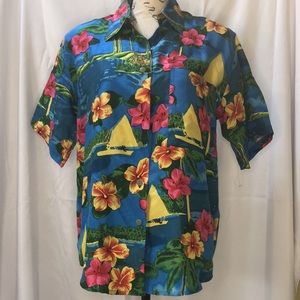 Village Fair 100% Silk Hawaiian blouse